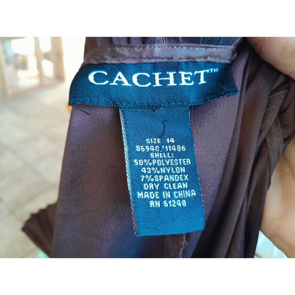 Vtg Cache Ruffle Wrap Stretch Event Cocktail Party Blouse Size 14 Metallic Brown - Picture 6 of 6